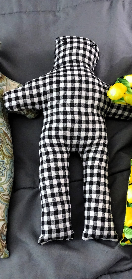 Dammit Doll Black and White Plaid Print