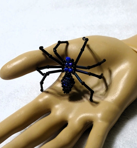 Blue and Black Beaded Spider