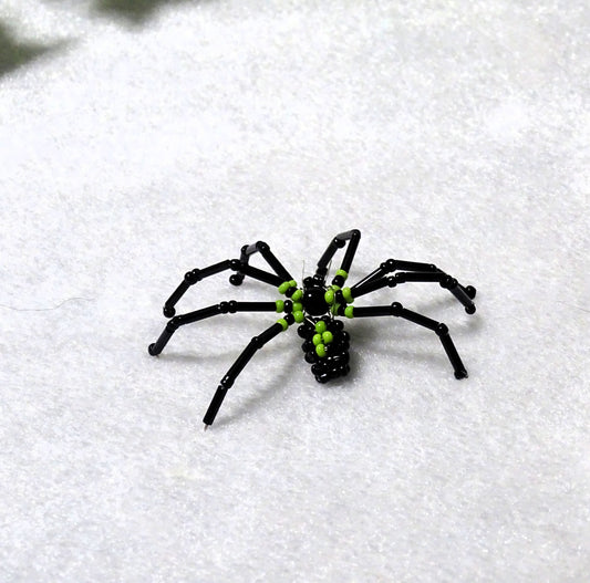 Lime Green and Black Beaded Spider