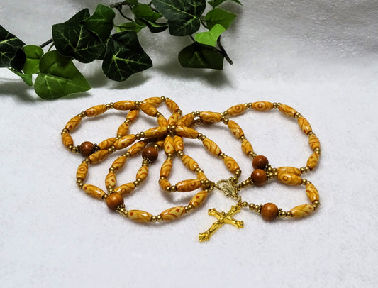 Patterned Wood Rosary