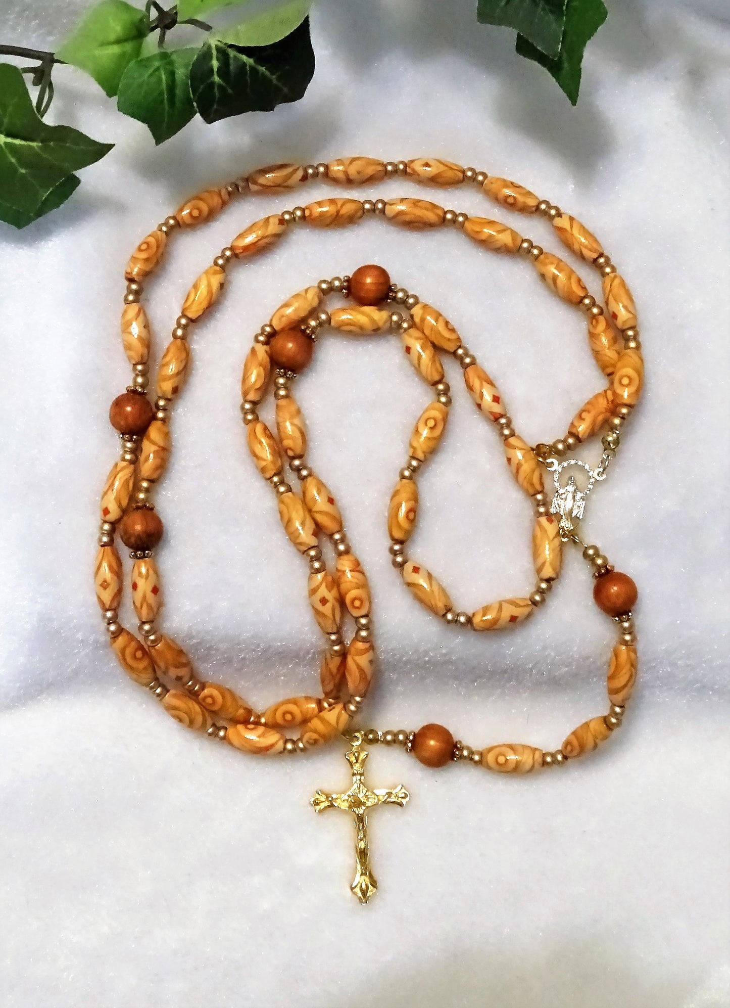 Patterned Wood Rosary