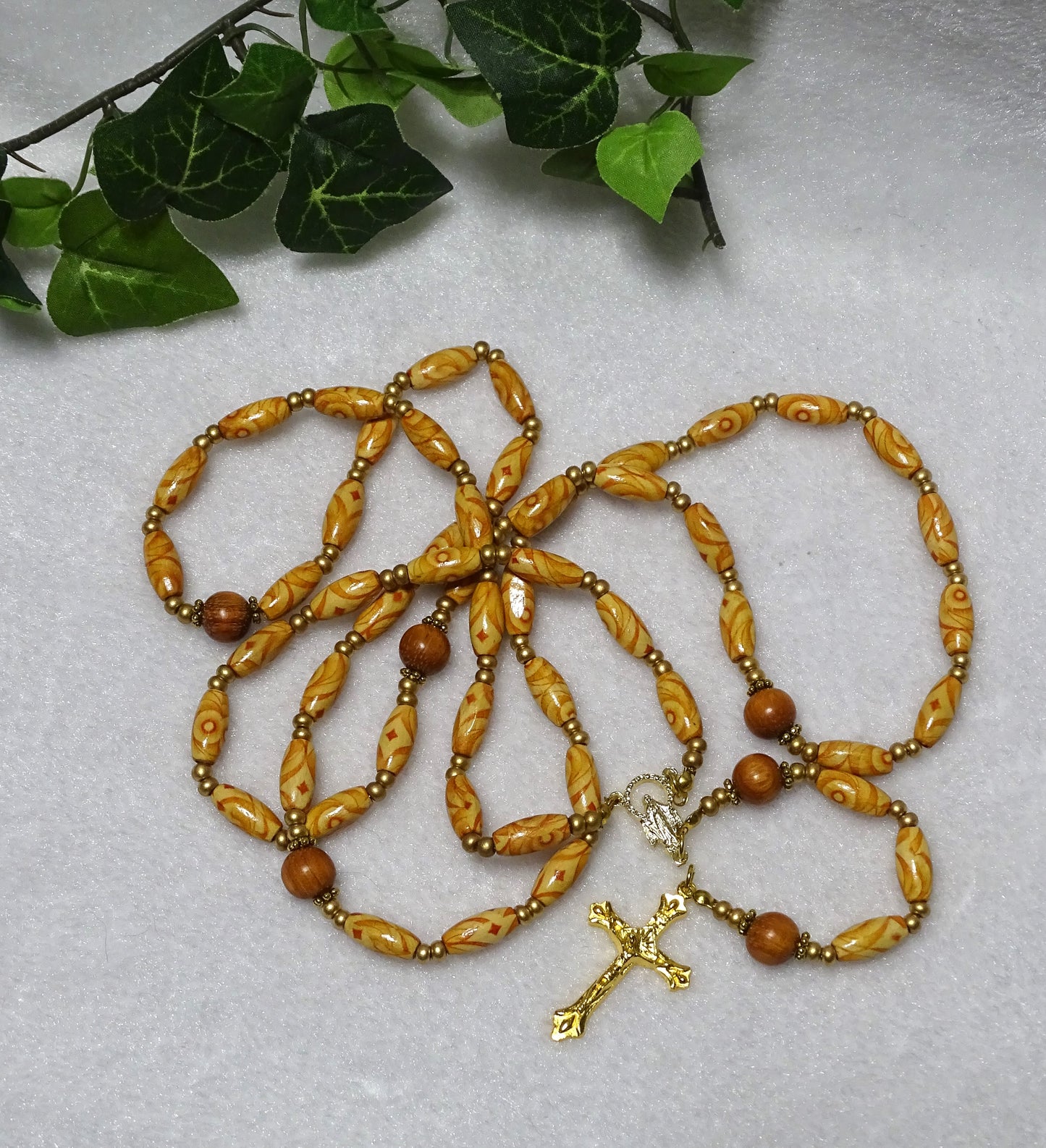 Patterned Wood Rosary