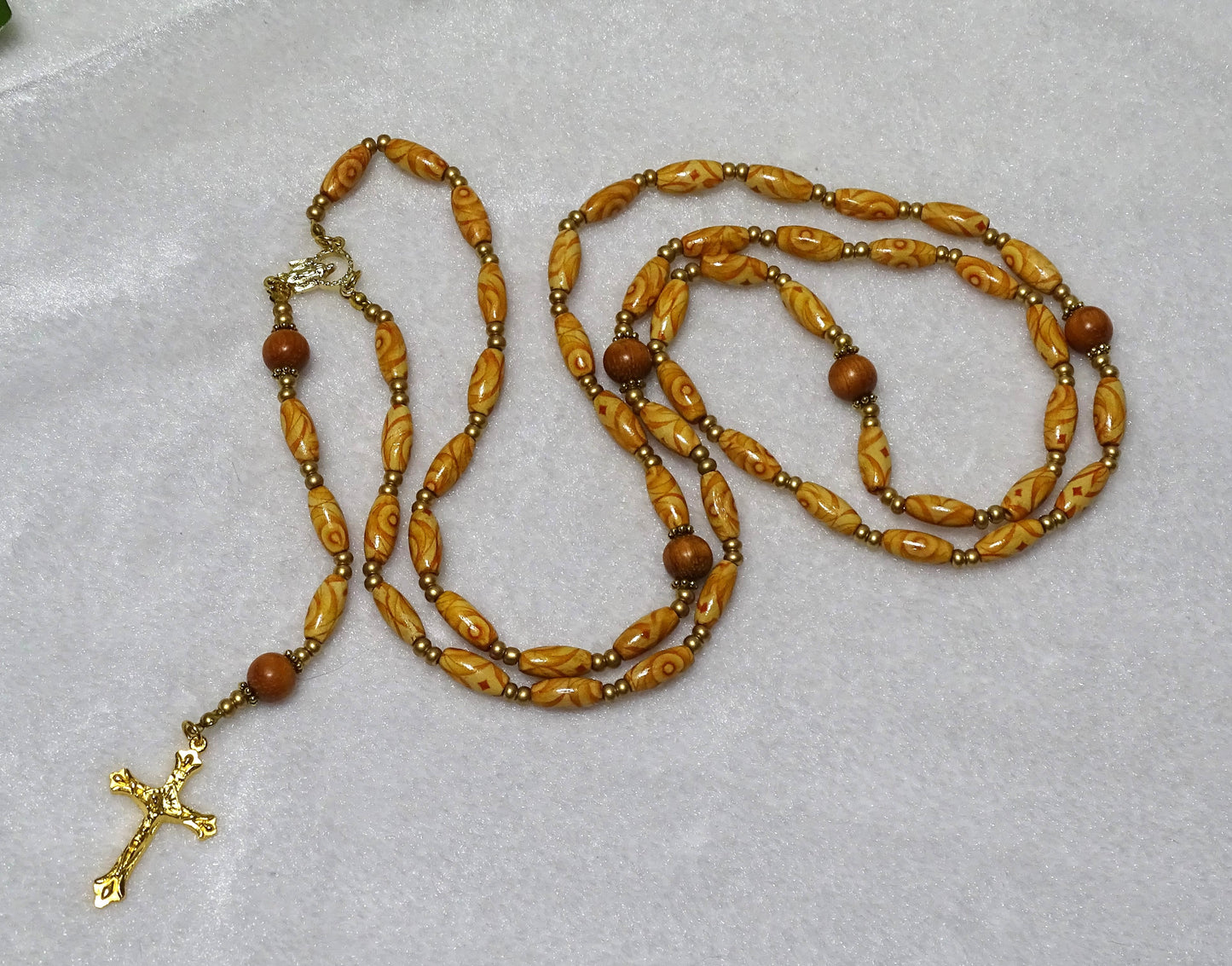 Patterned Wood Rosary