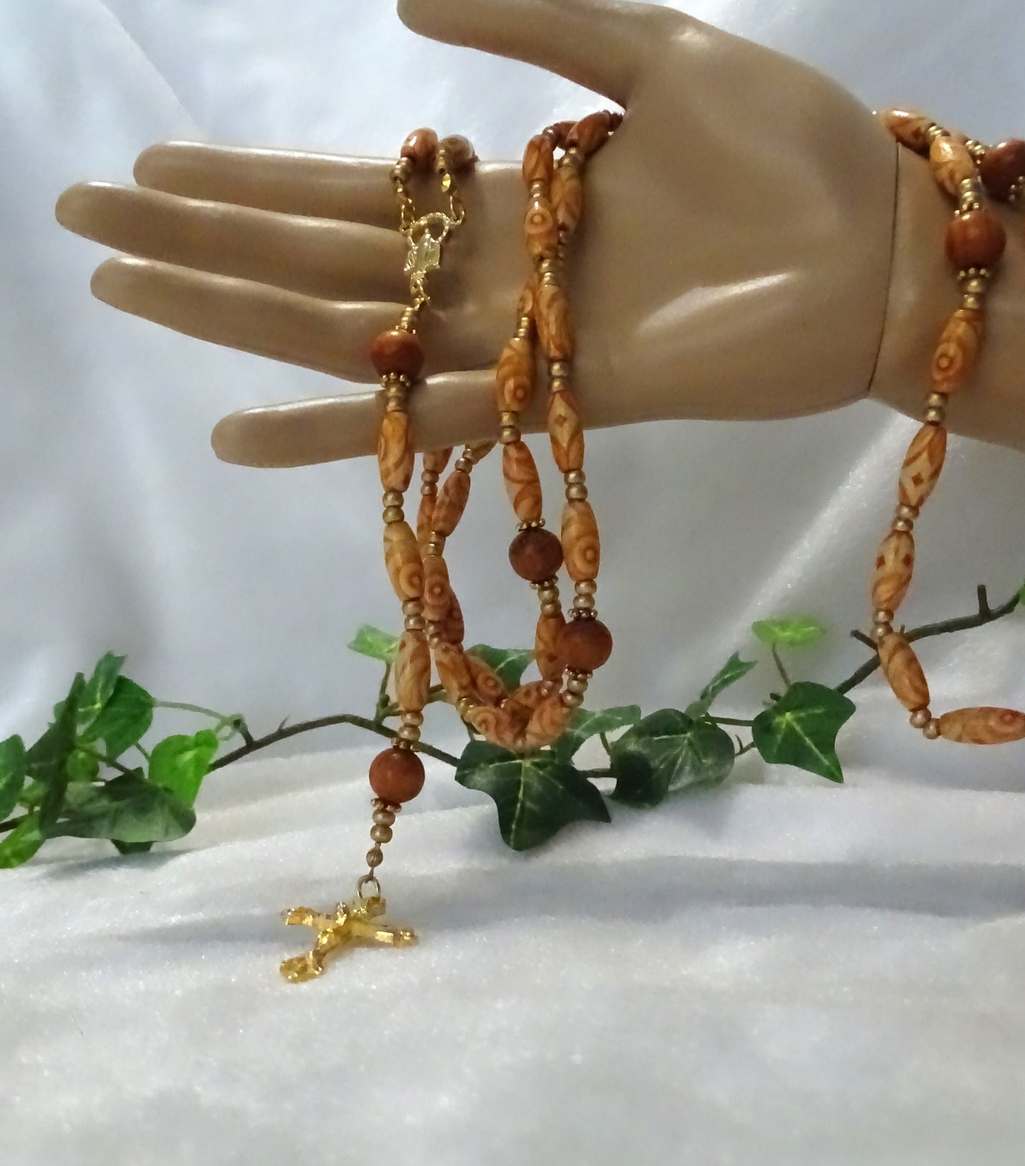 Patterned Wood Rosary