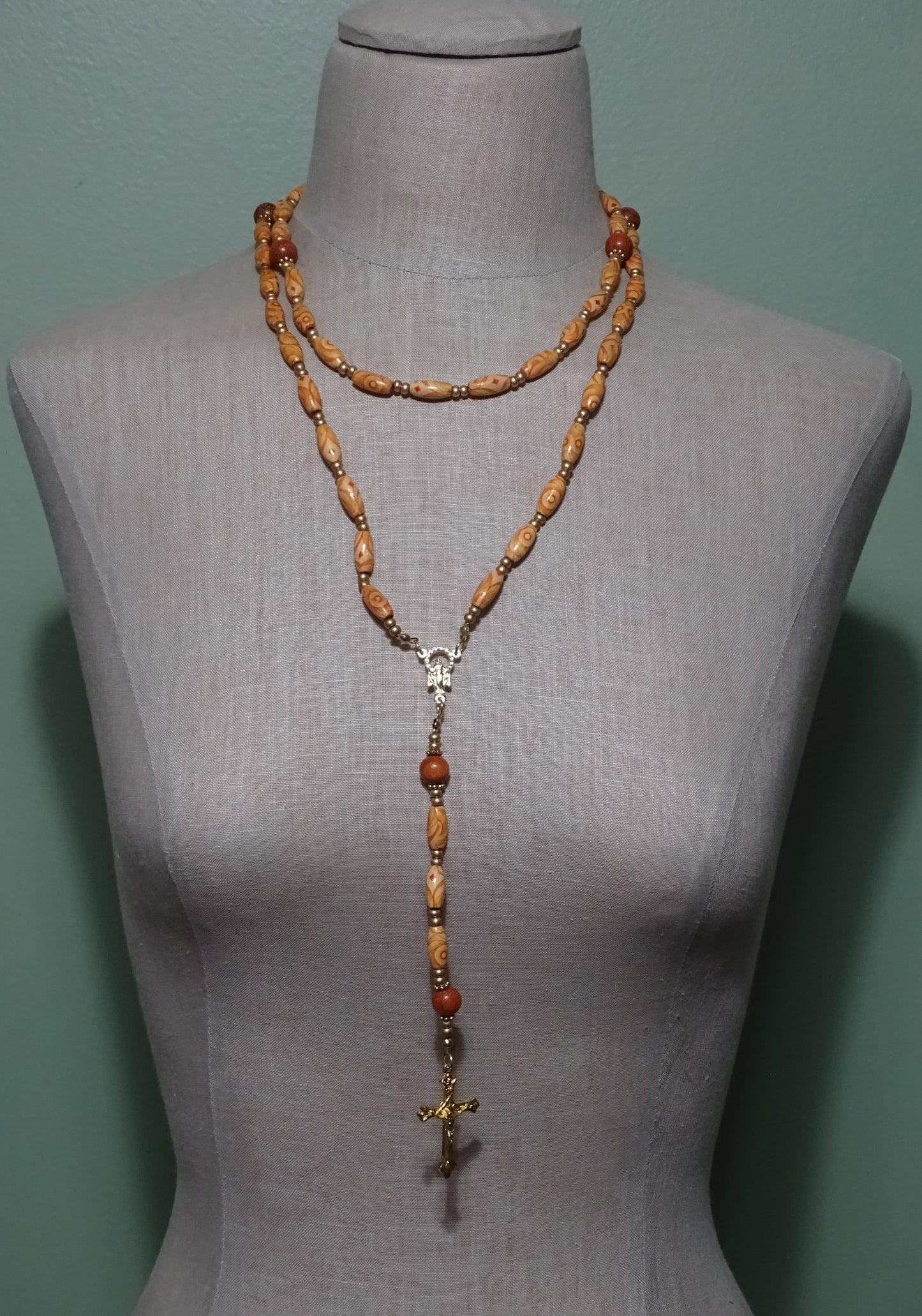 Patterned Wood Rosary
