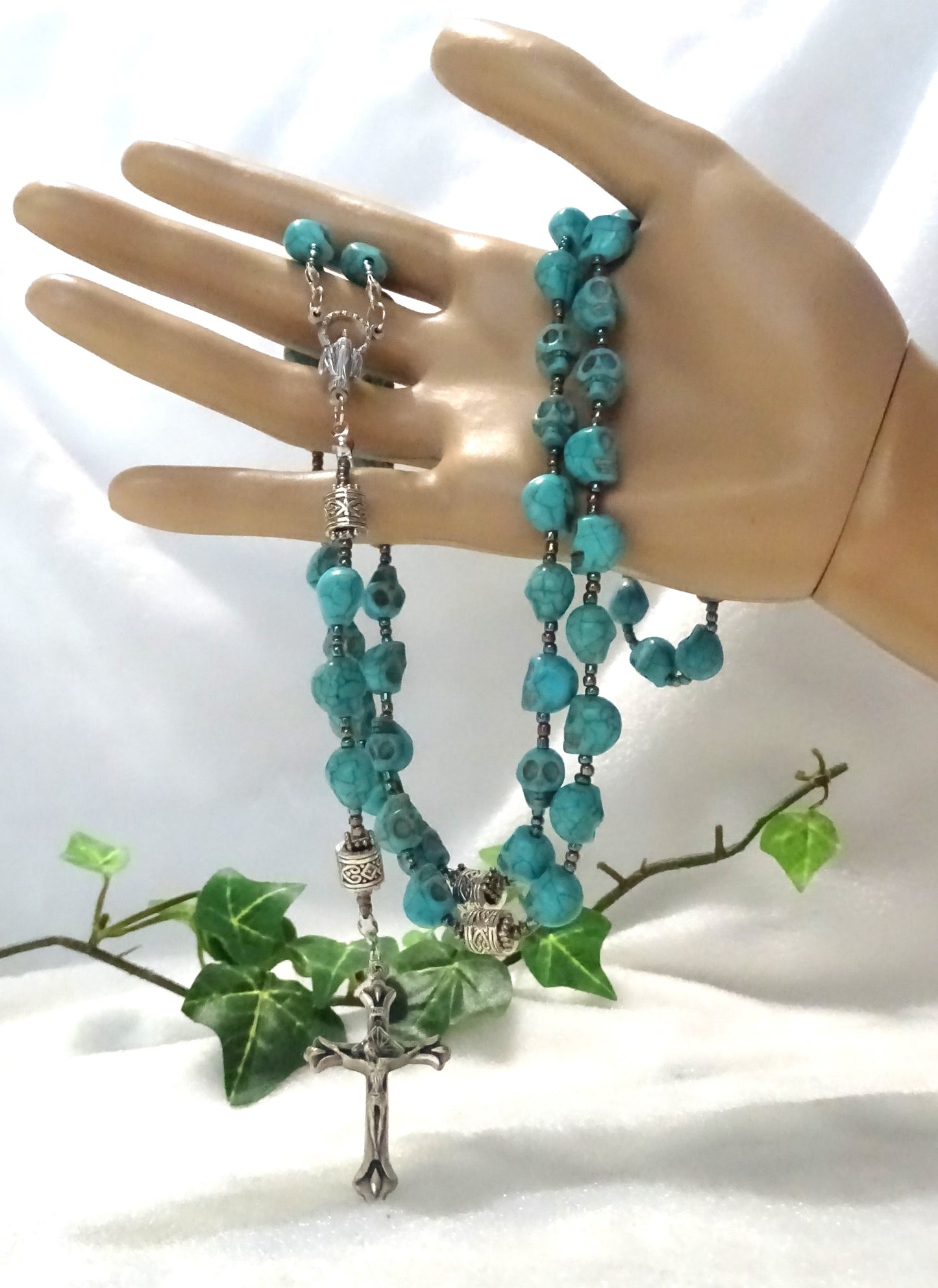 Turquoise Howlite Skull Rosary