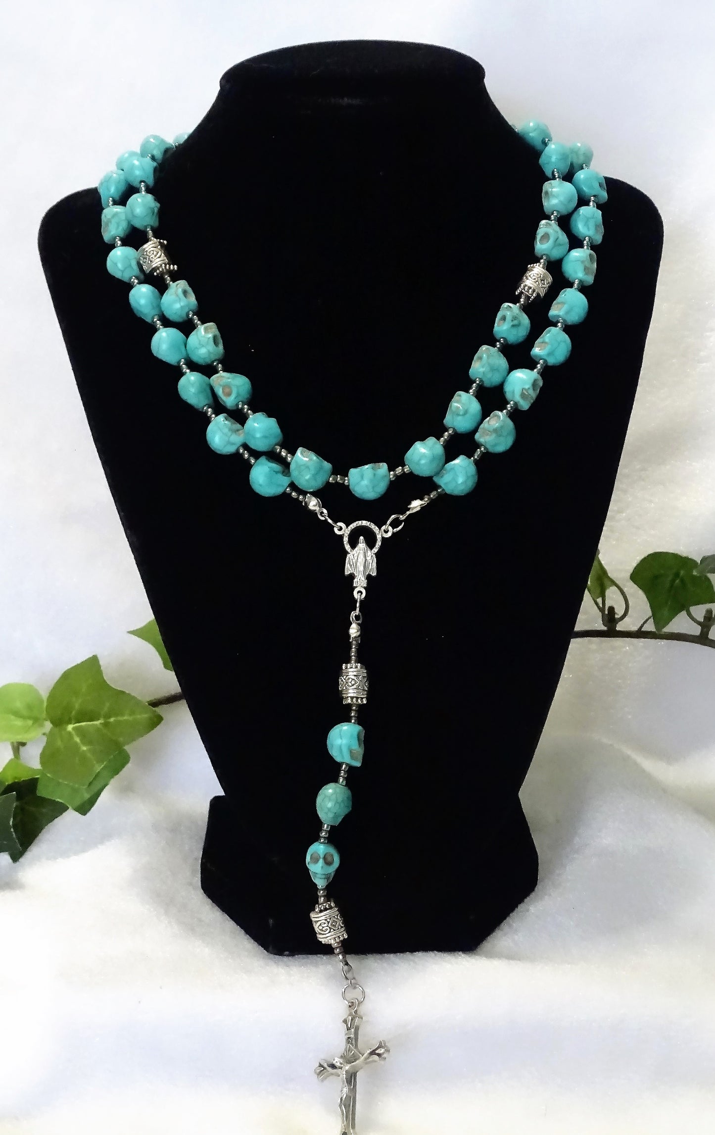 Turquoise Howlite Skull Rosary