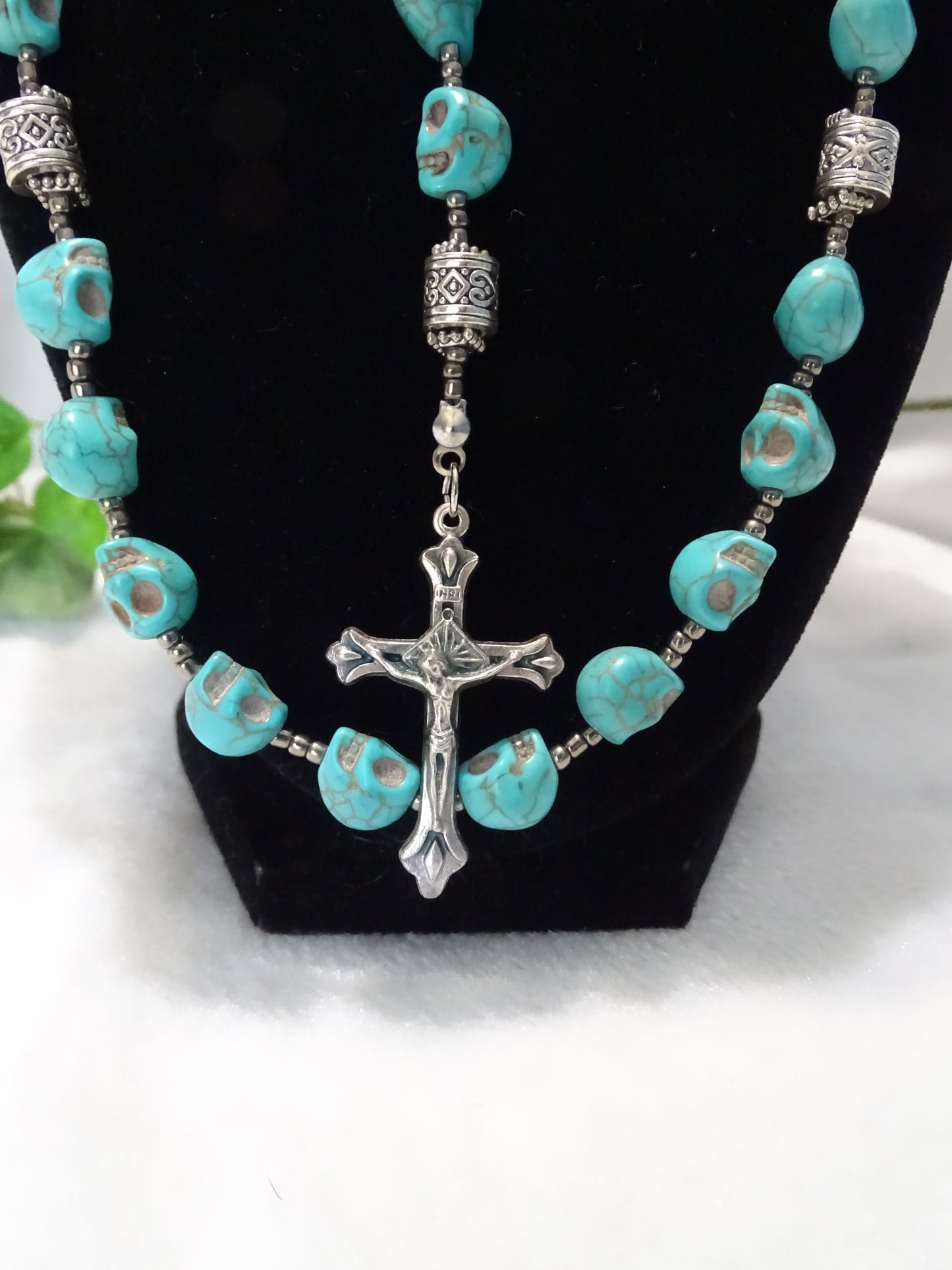 Turquoise Howlite Skull Rosary