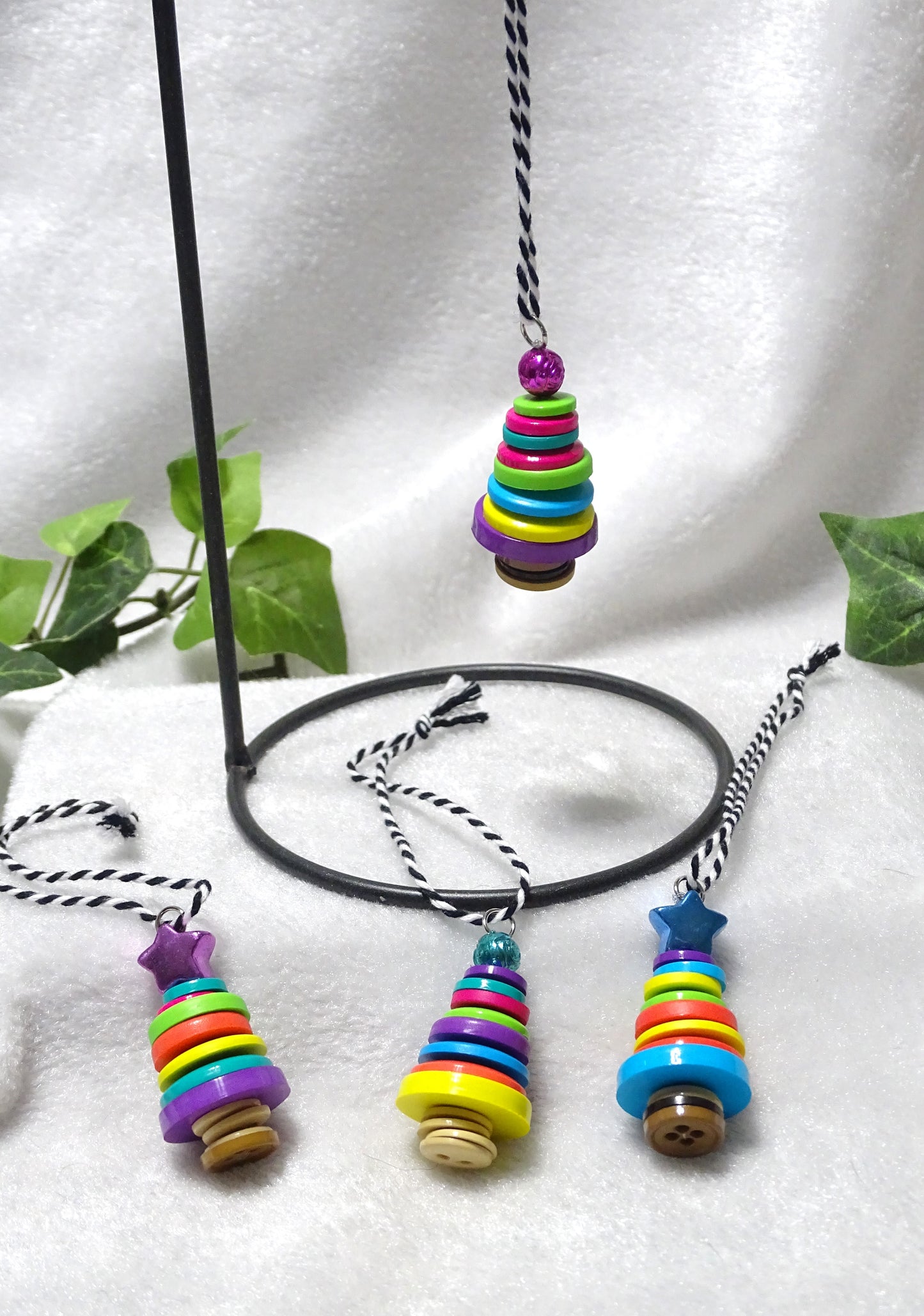Multi-color Button Tree Ornaments