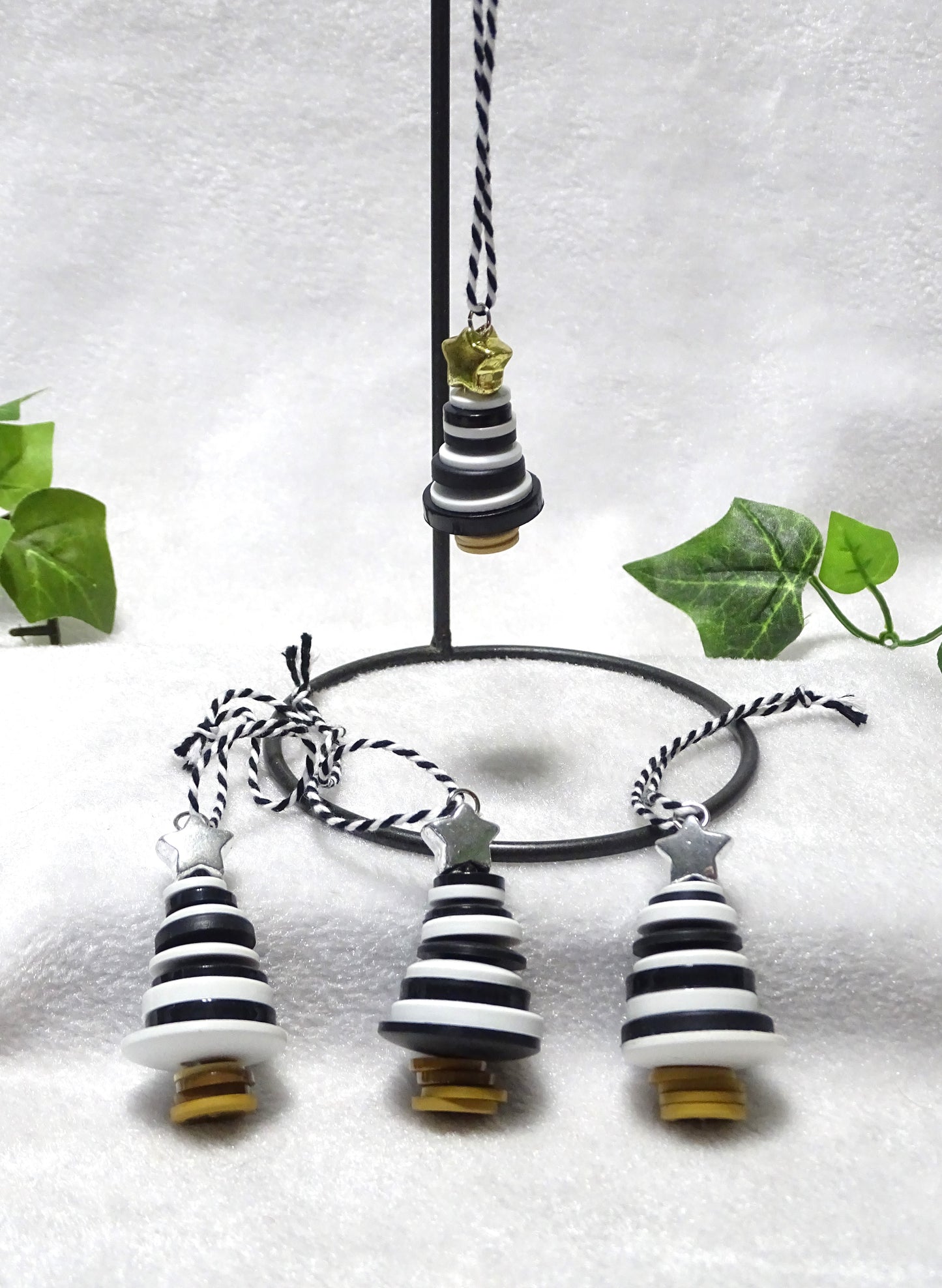 Black and White Button Tree Ornaments