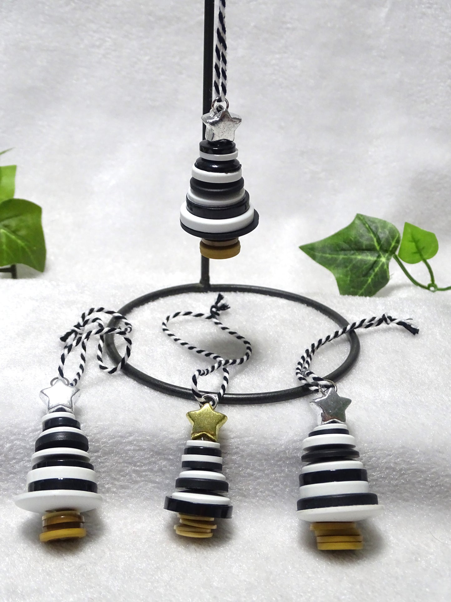 Black and White Button Tree Ornaments