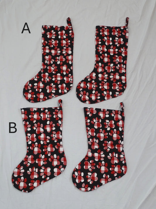 Plaid Paw Print Stocking