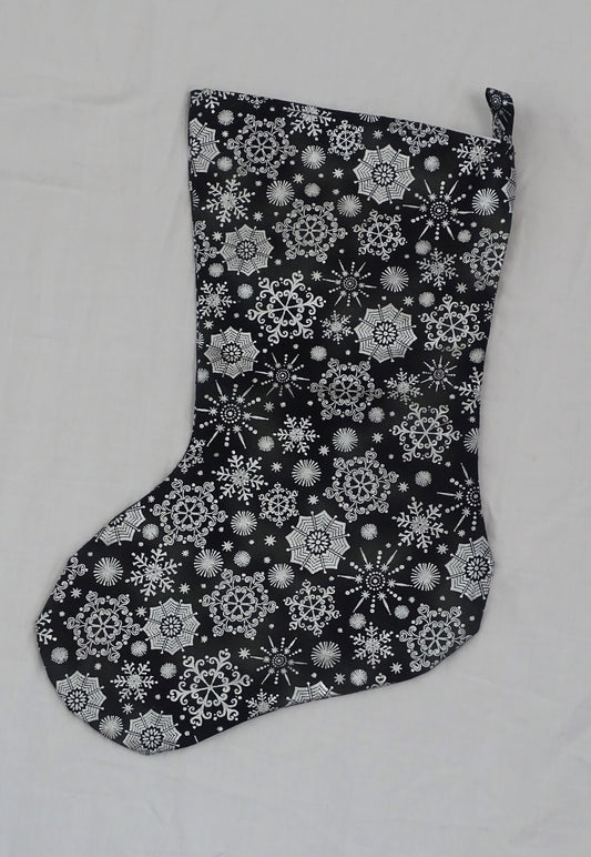 Silver and Black Snowflake Stocking   O-128