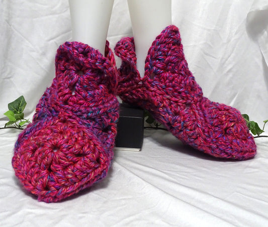 Large Pink Crocheted Slippers