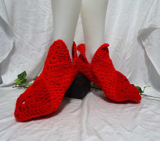 Double Red Crocheted Slippers