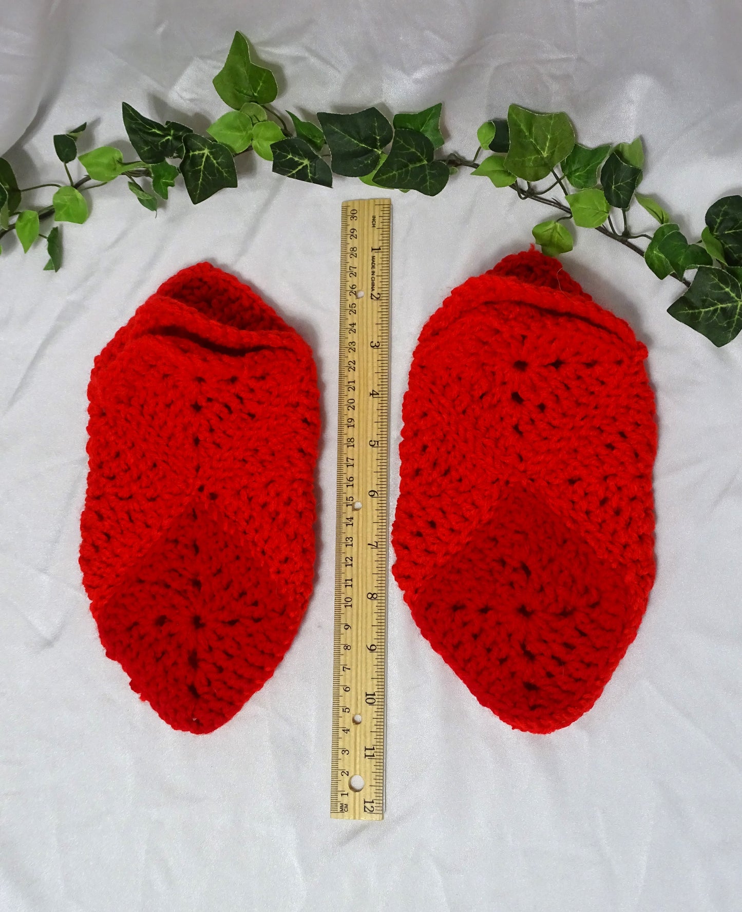 Double Red Crocheted Slippers