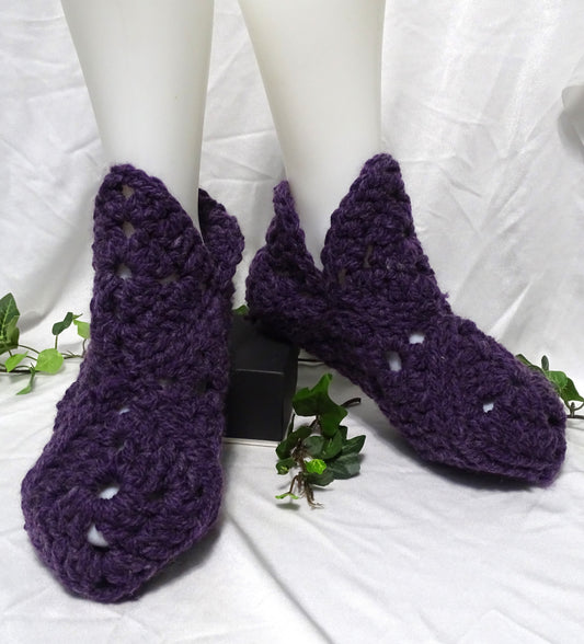 Purple Crocheted Slippers
