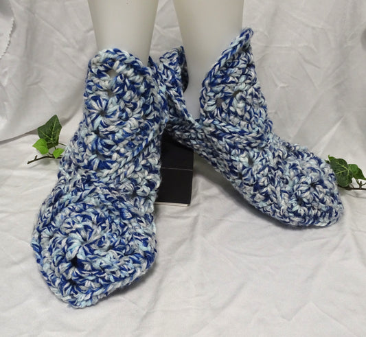 Shades of Blue Crochet Slippers