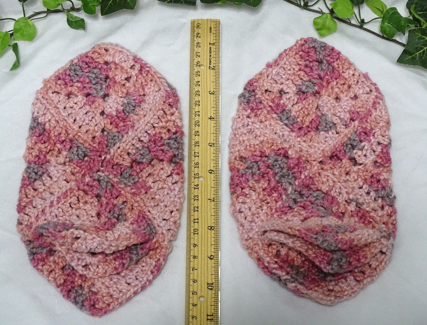 Pinks and Greys Crocheted Slippers