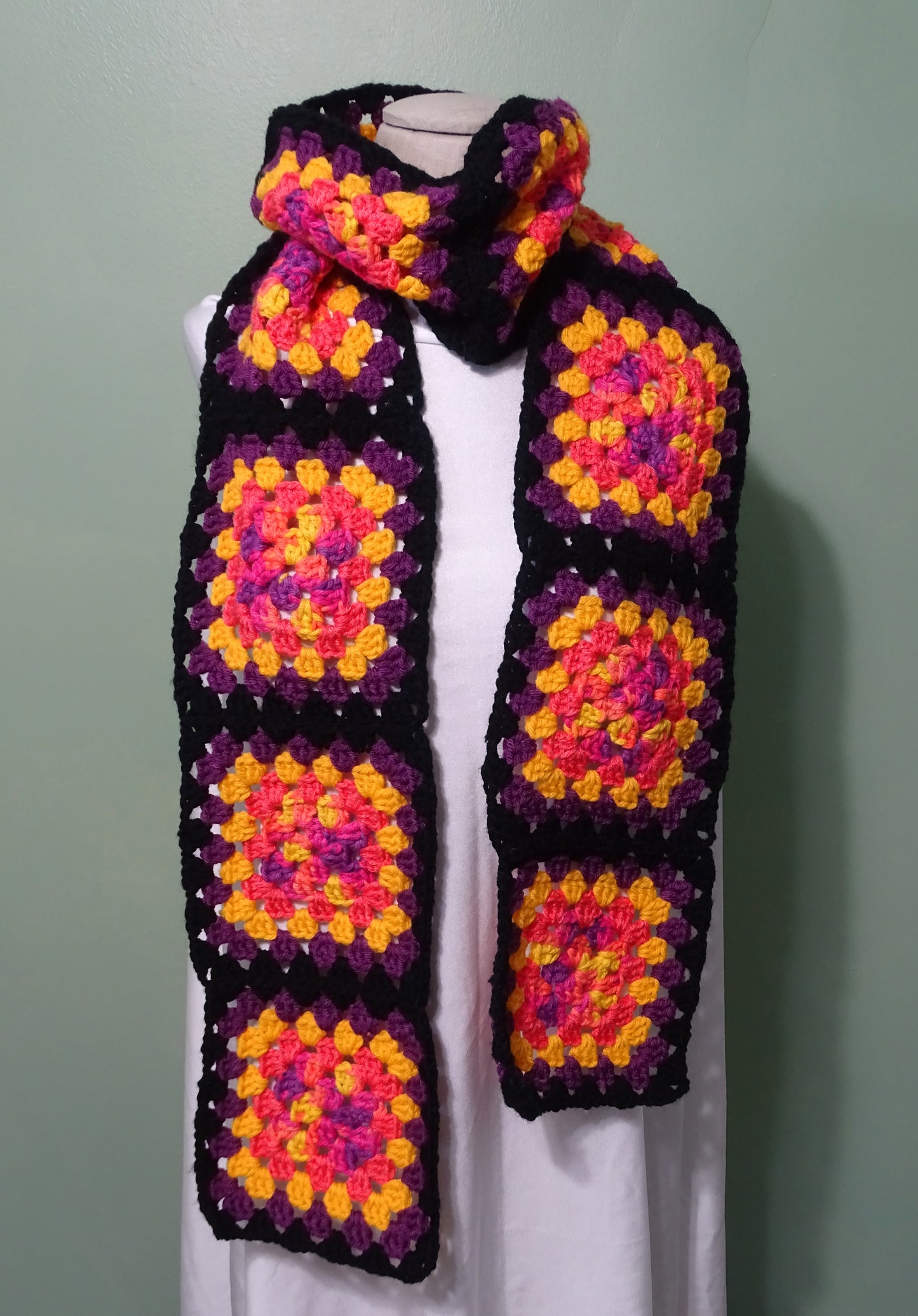 Tutti Fruity Granny Square Crocheted Scarf