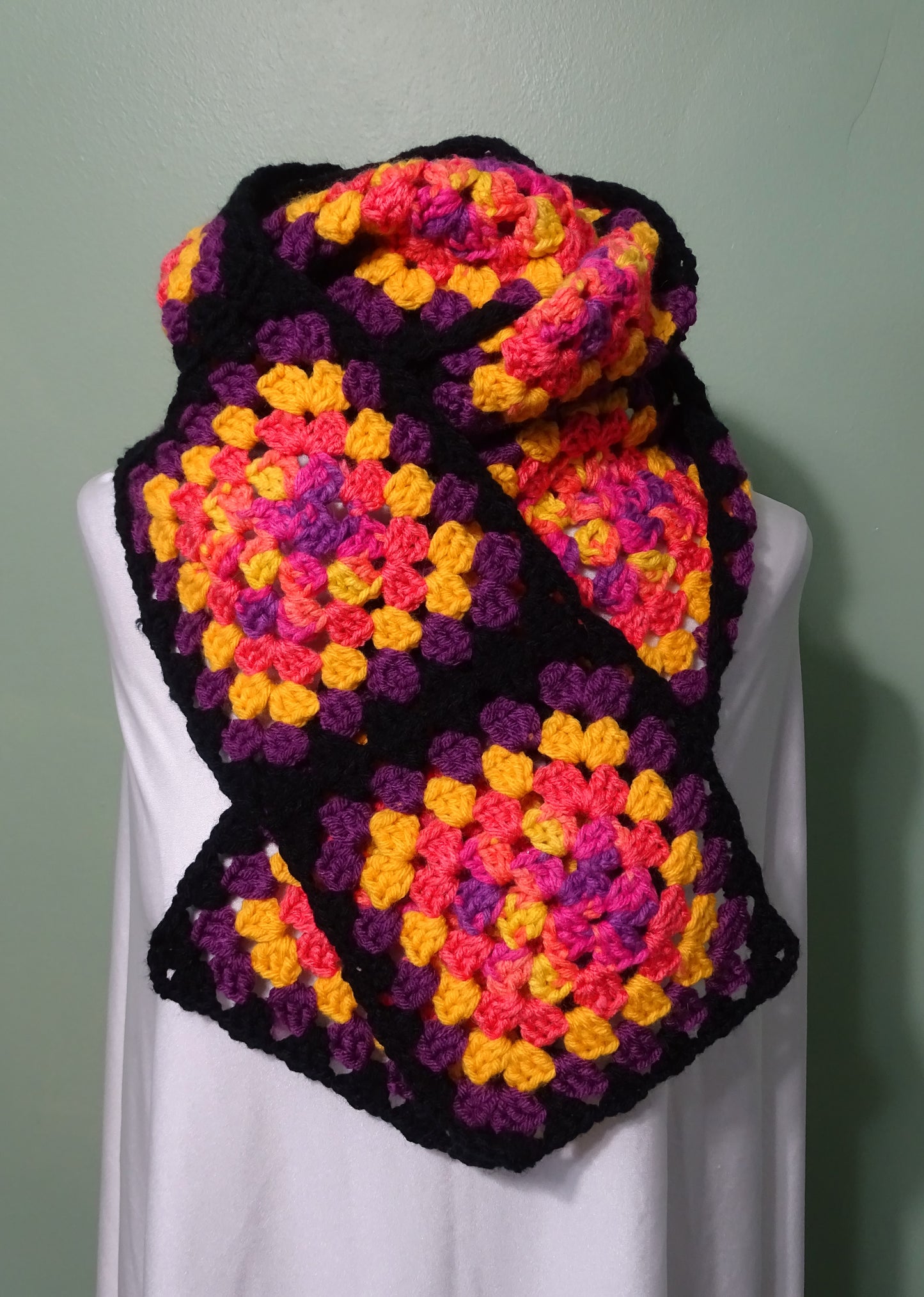 Tutti Fruity Granny Square Crocheted Scarf