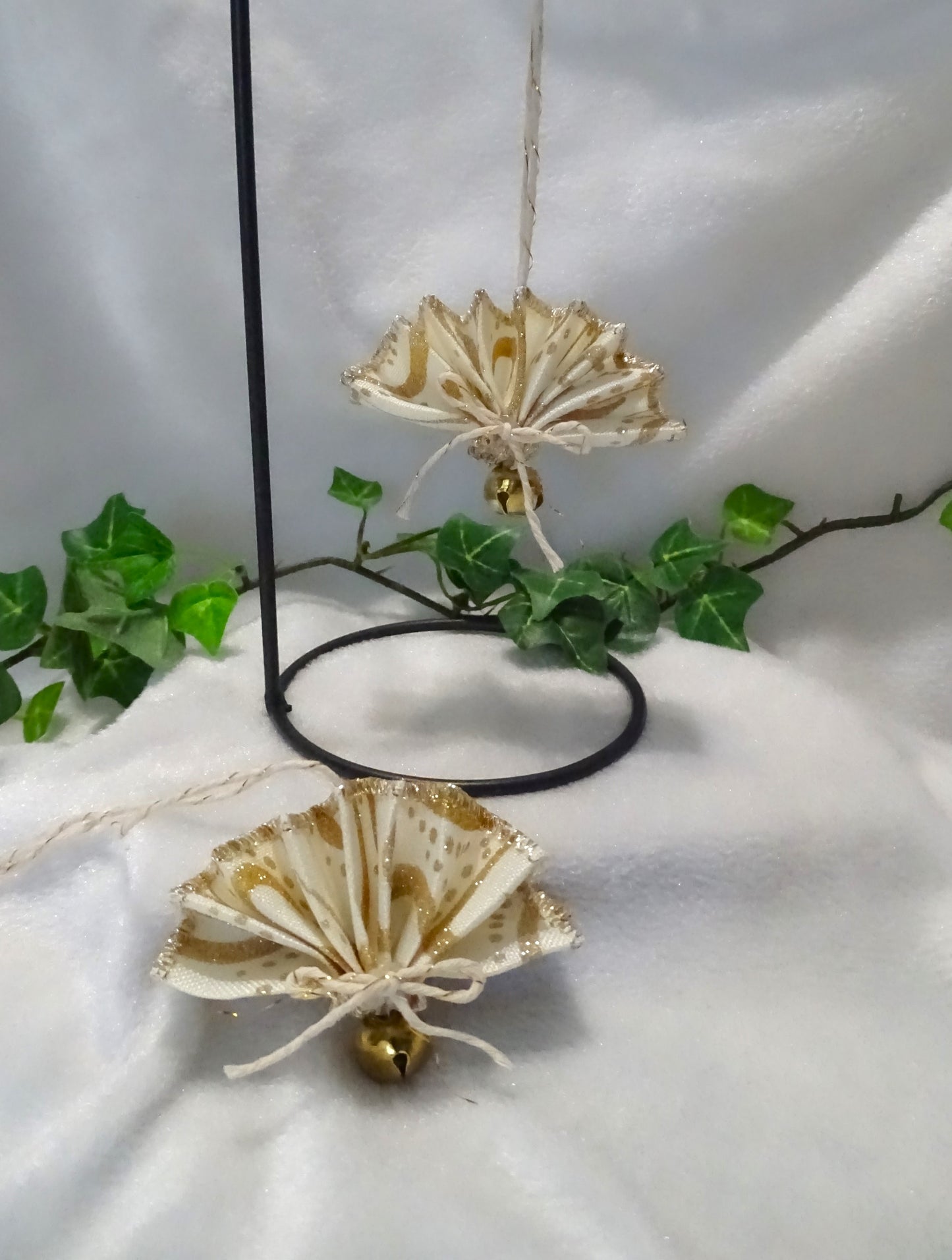 Gold and Ivory Victorian Inspired Fan Ornaments