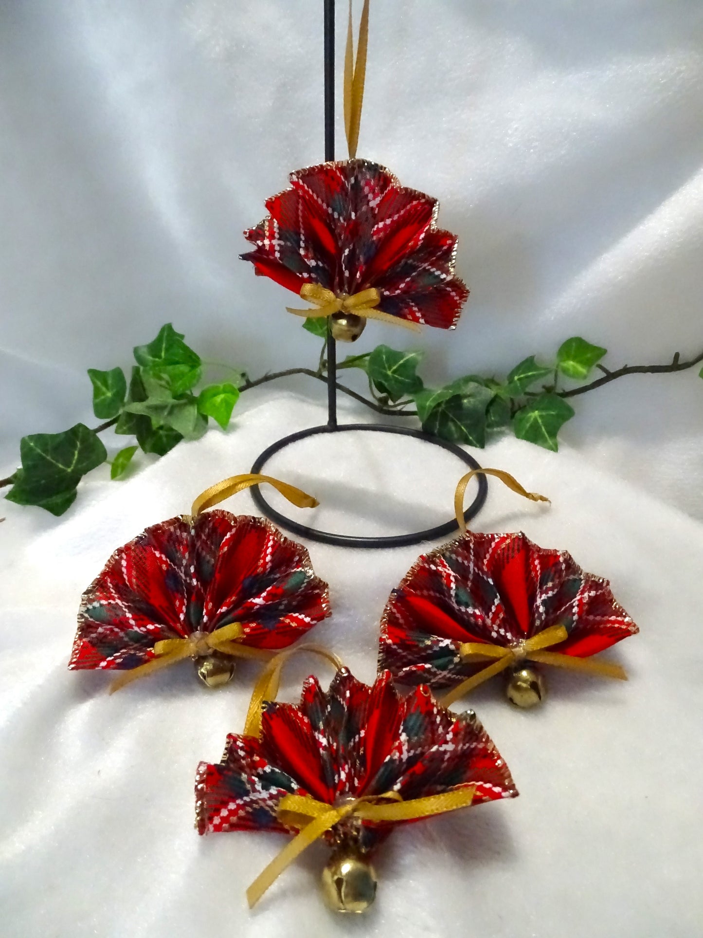 Classic Holiday Plaid Fan Ornaments