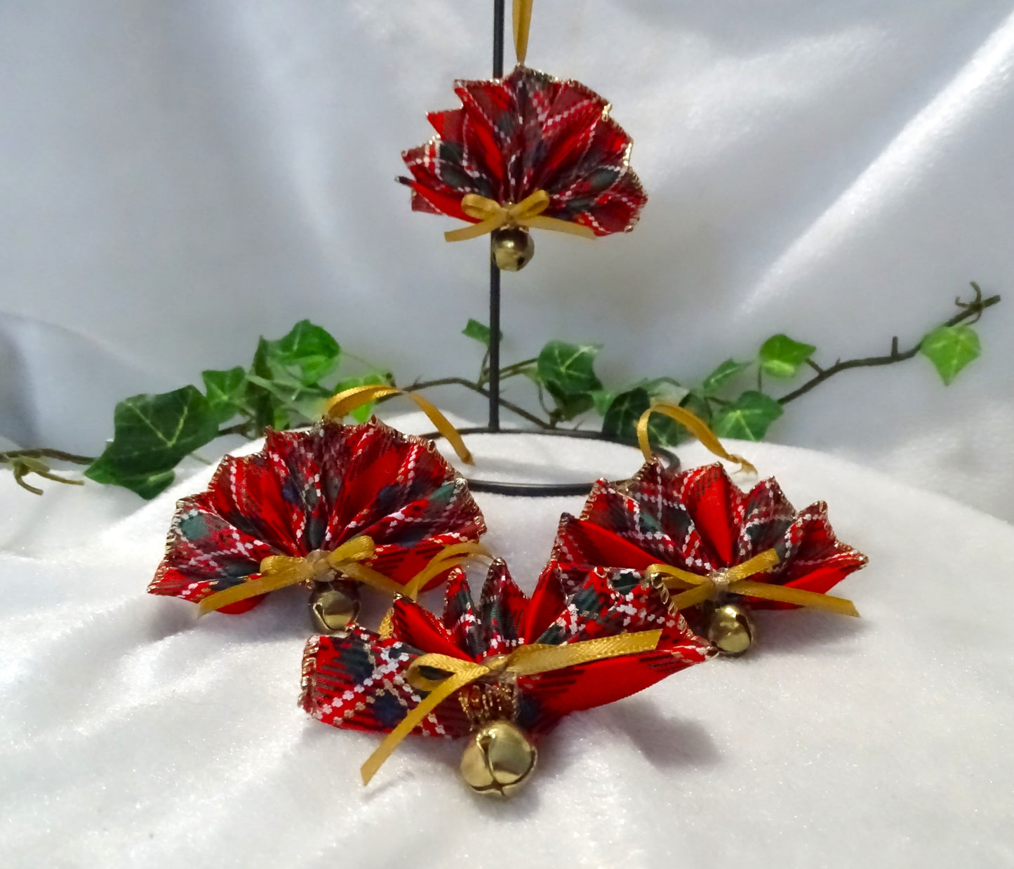 Classic Holiday Plaid Fan Ornaments