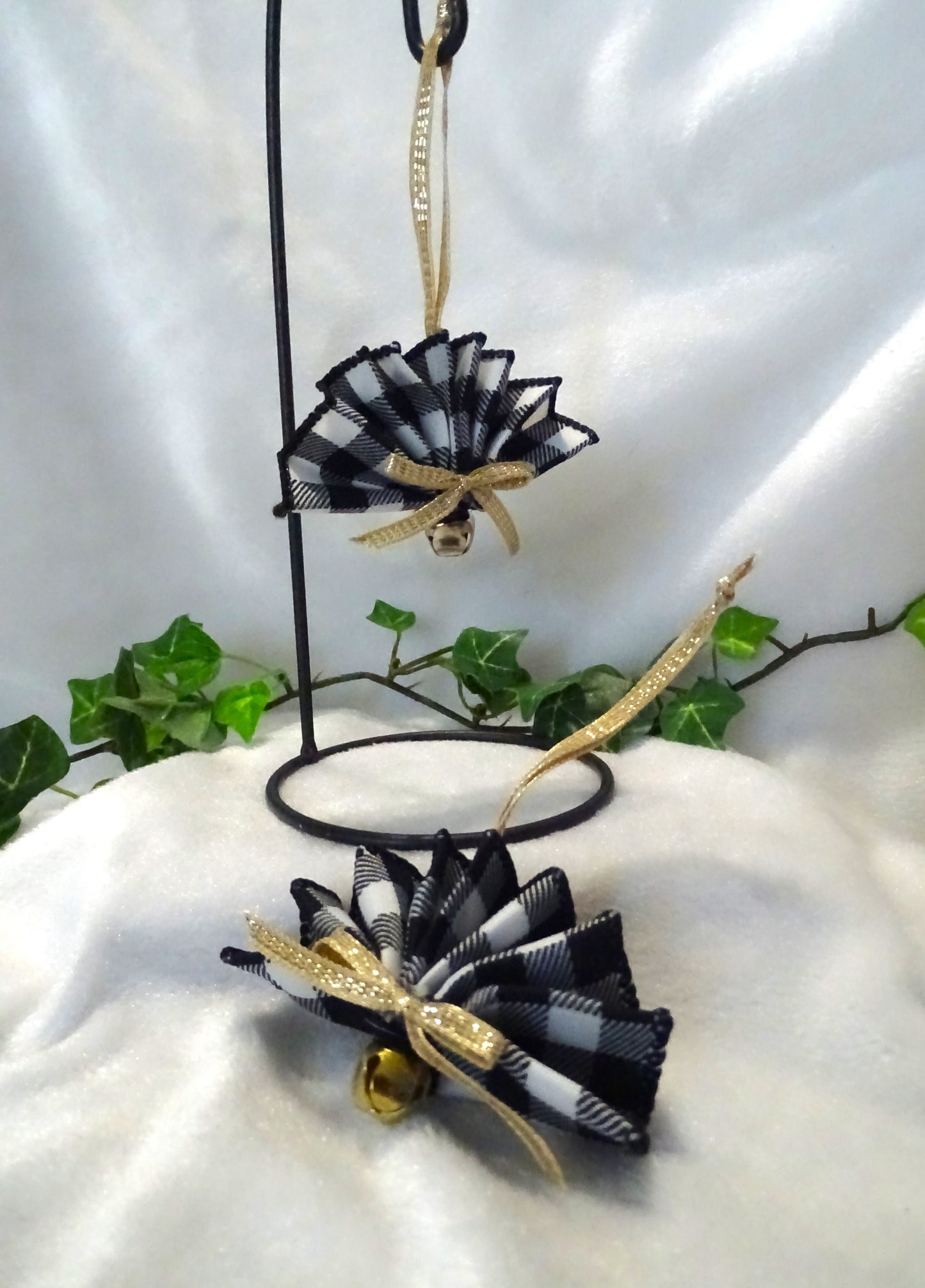 Black and White Buffalo Plaid Ornaments