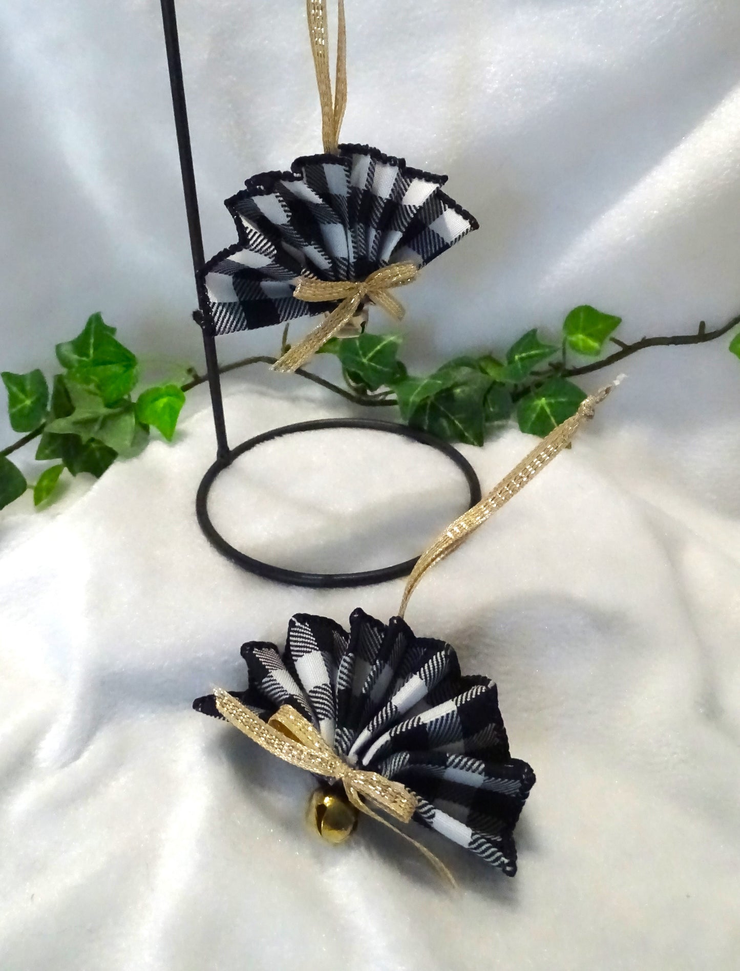 Black and White Buffalo Plaid Ornaments