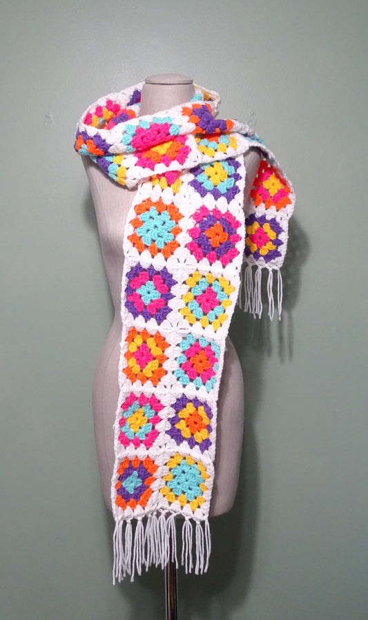 White and Multicolor Scarf