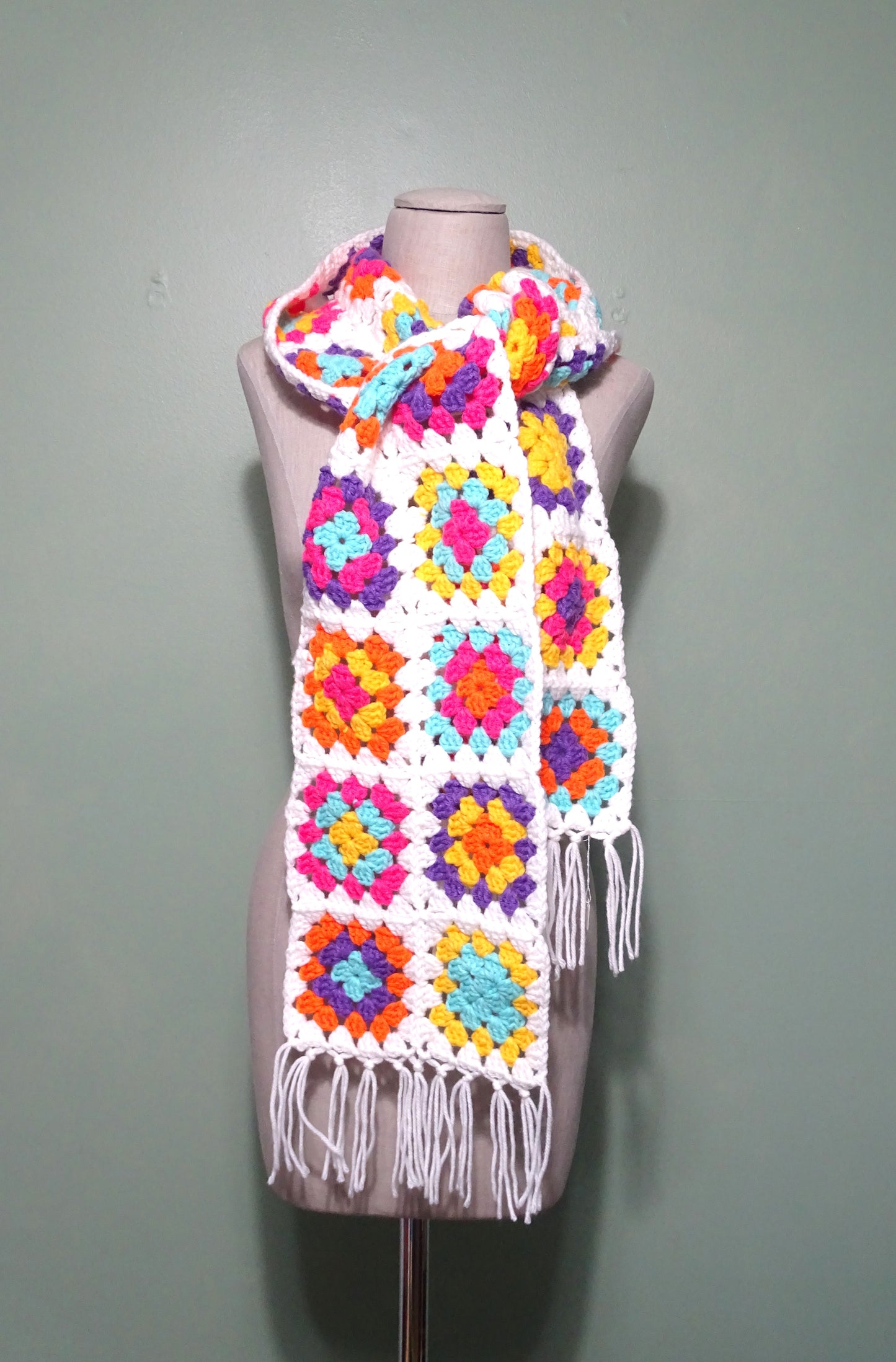White and Multicolor Scarf