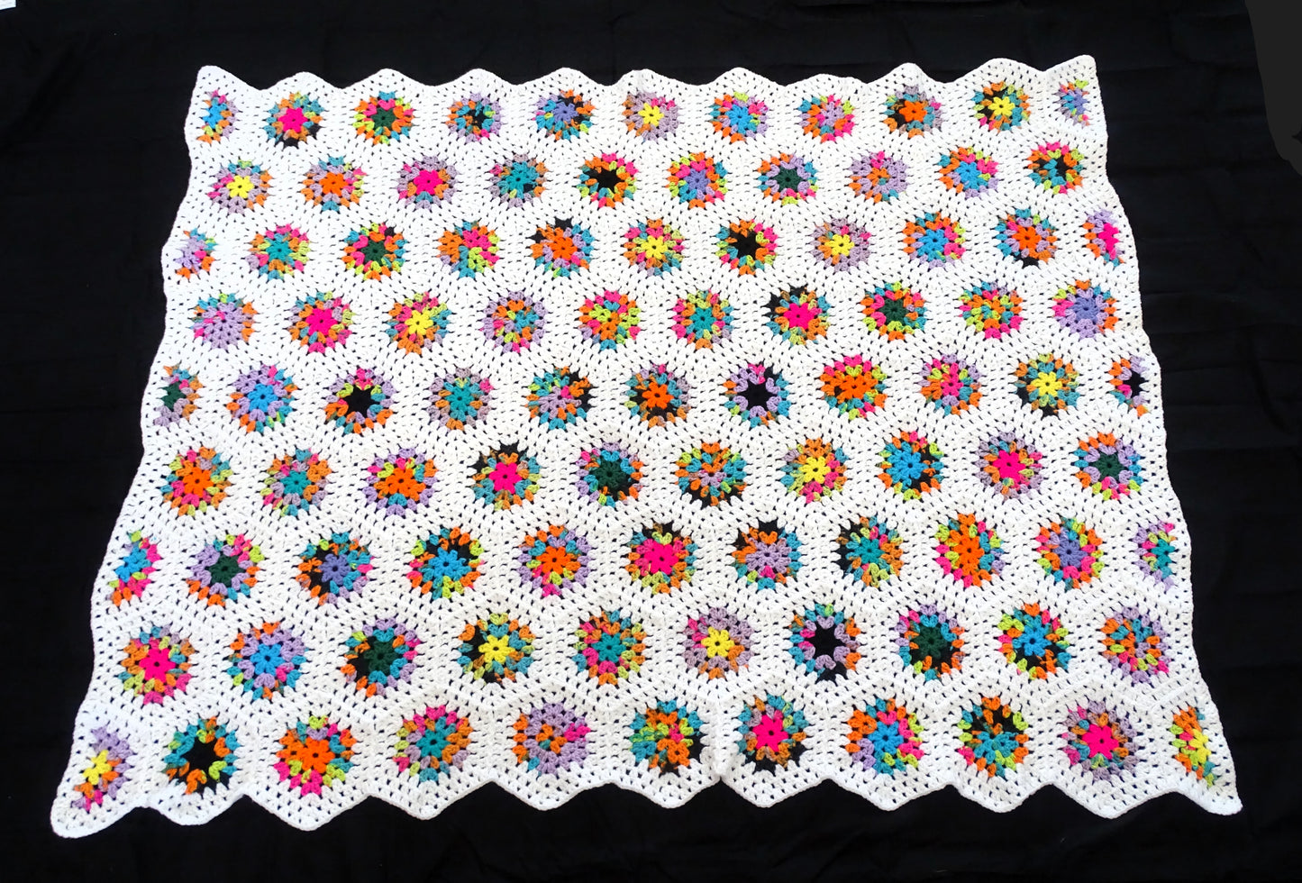 Bright Multicolor Hexagon Crocheted Blanket
