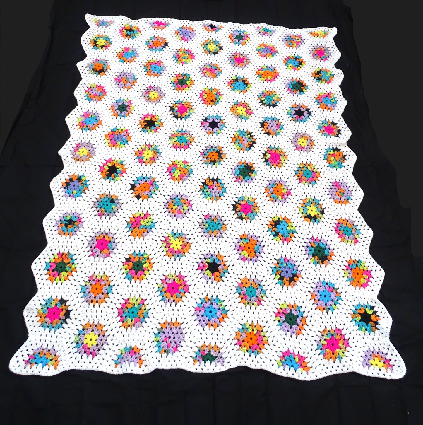 Bright Multicolor Hexagon Crocheted Blanket