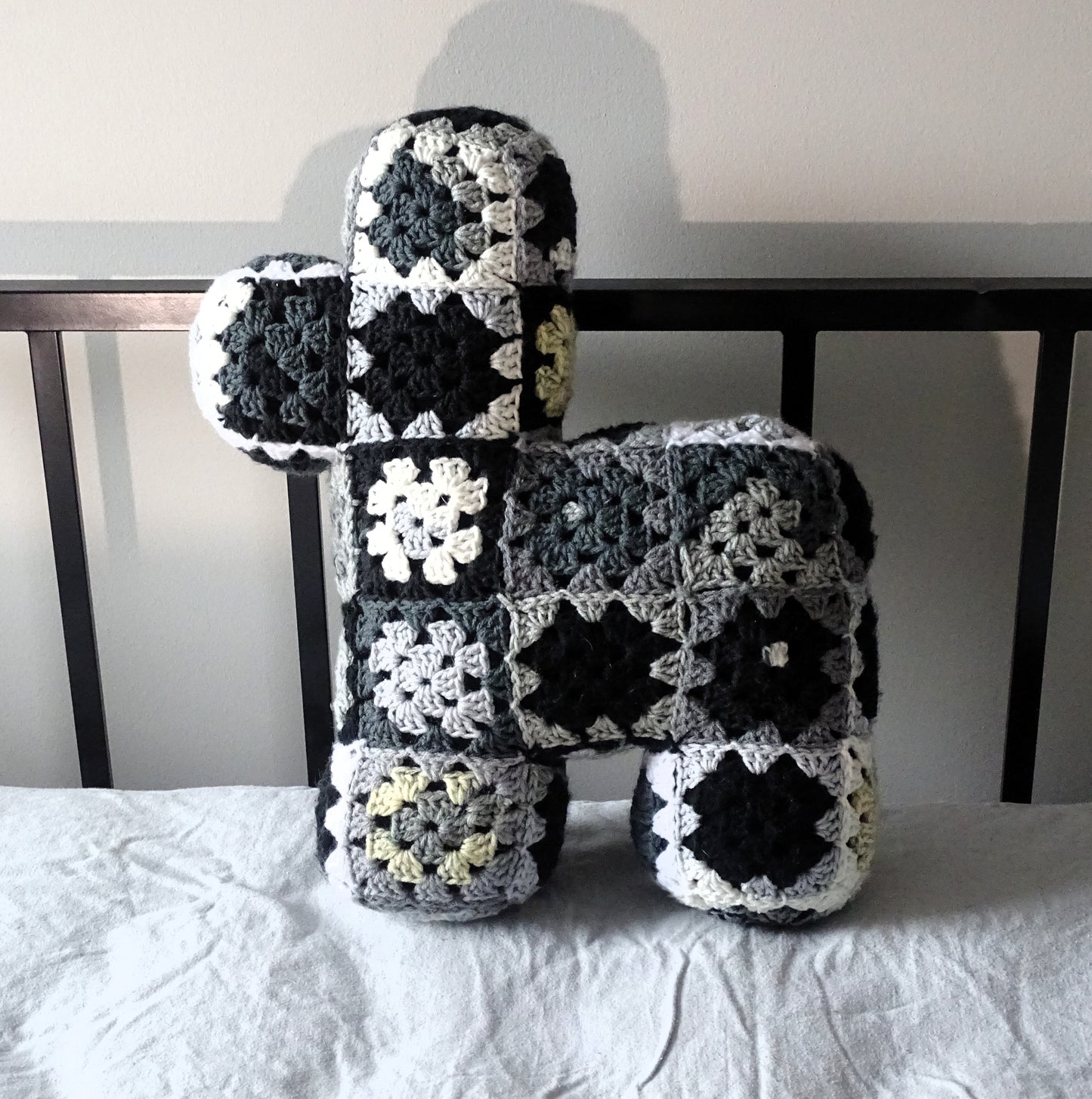 Newsprint Pattern Crocheted Llama