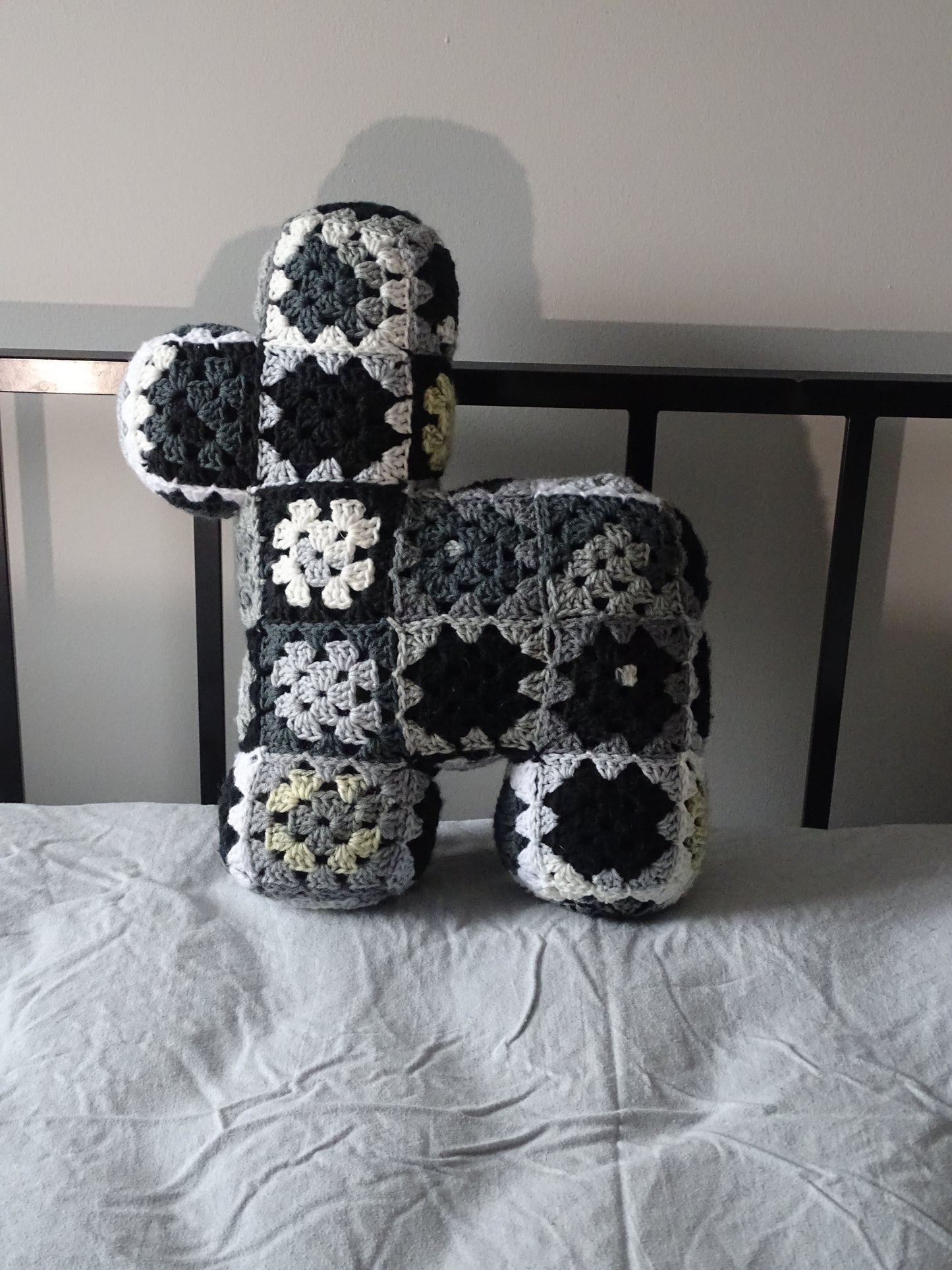 Newsprint Pattern Crocheted Llama