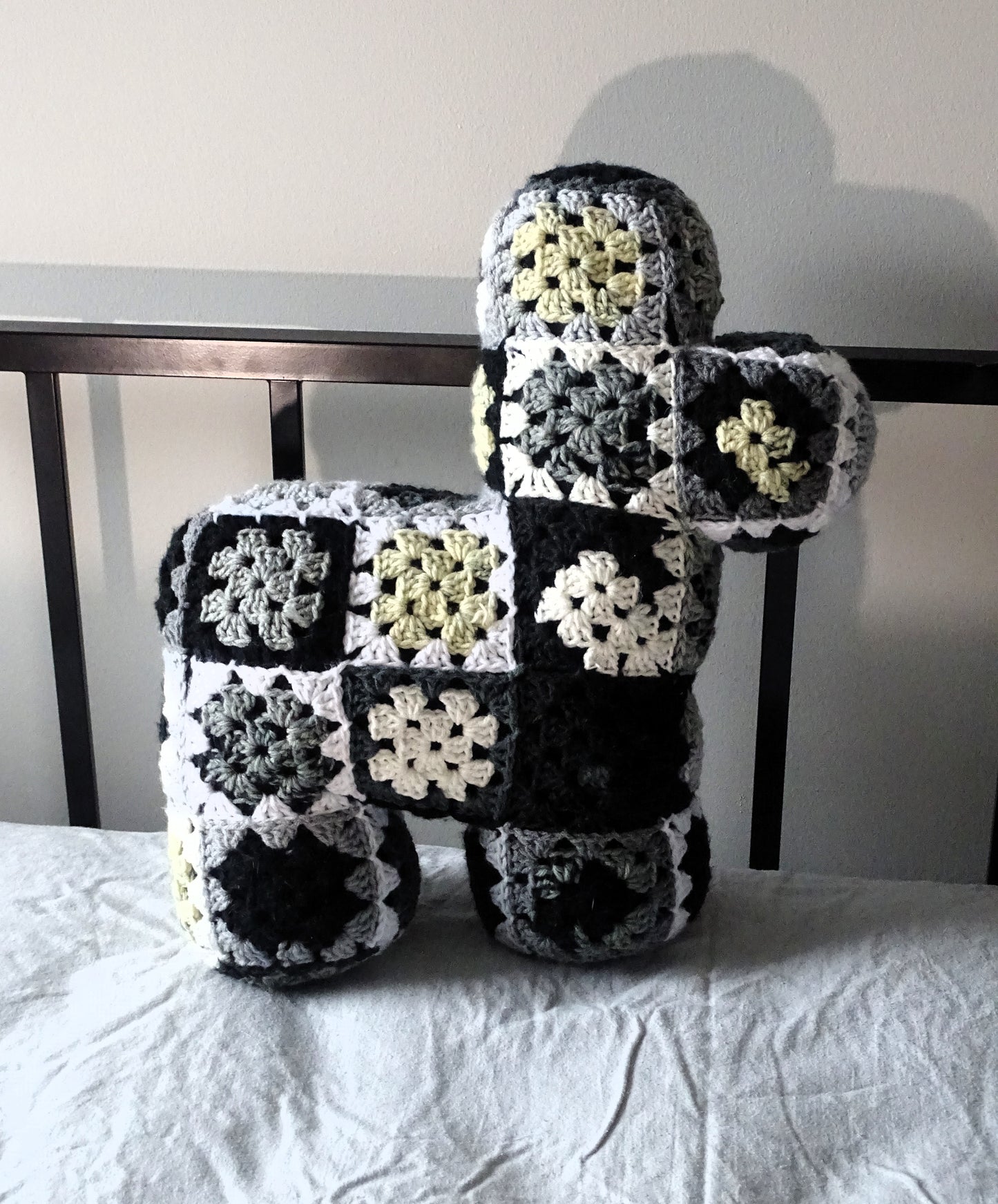 Newsprint Pattern Crocheted Llama