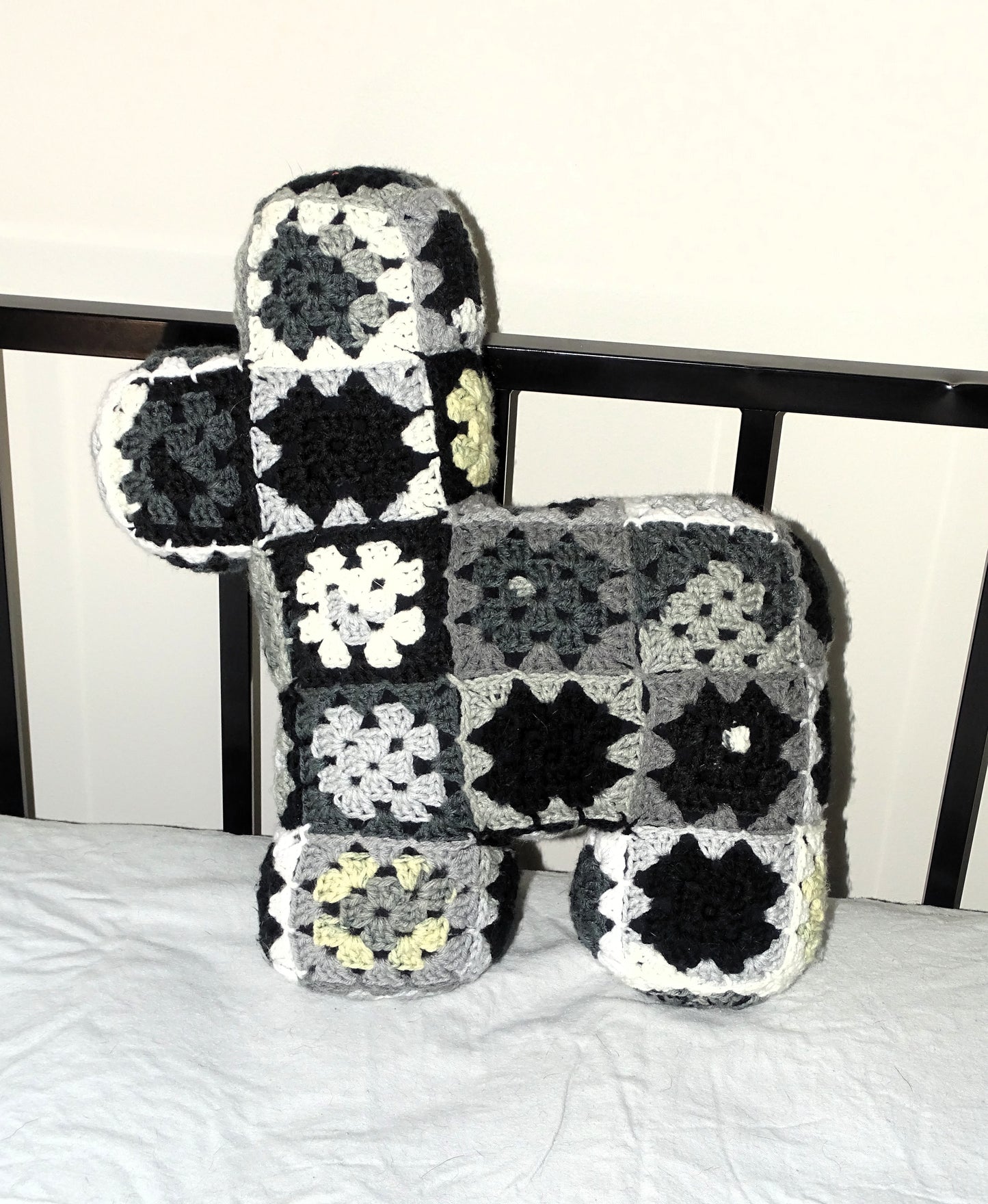 Newsprint Pattern Crocheted Llama