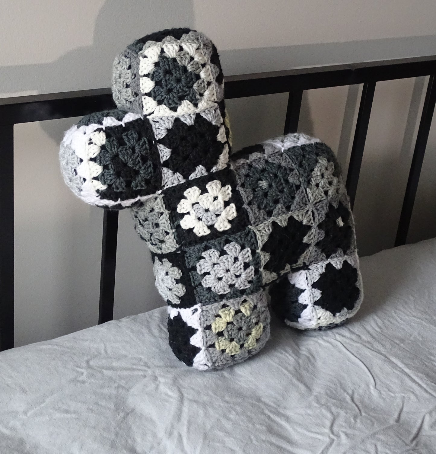 Newsprint Pattern Crocheted Llama