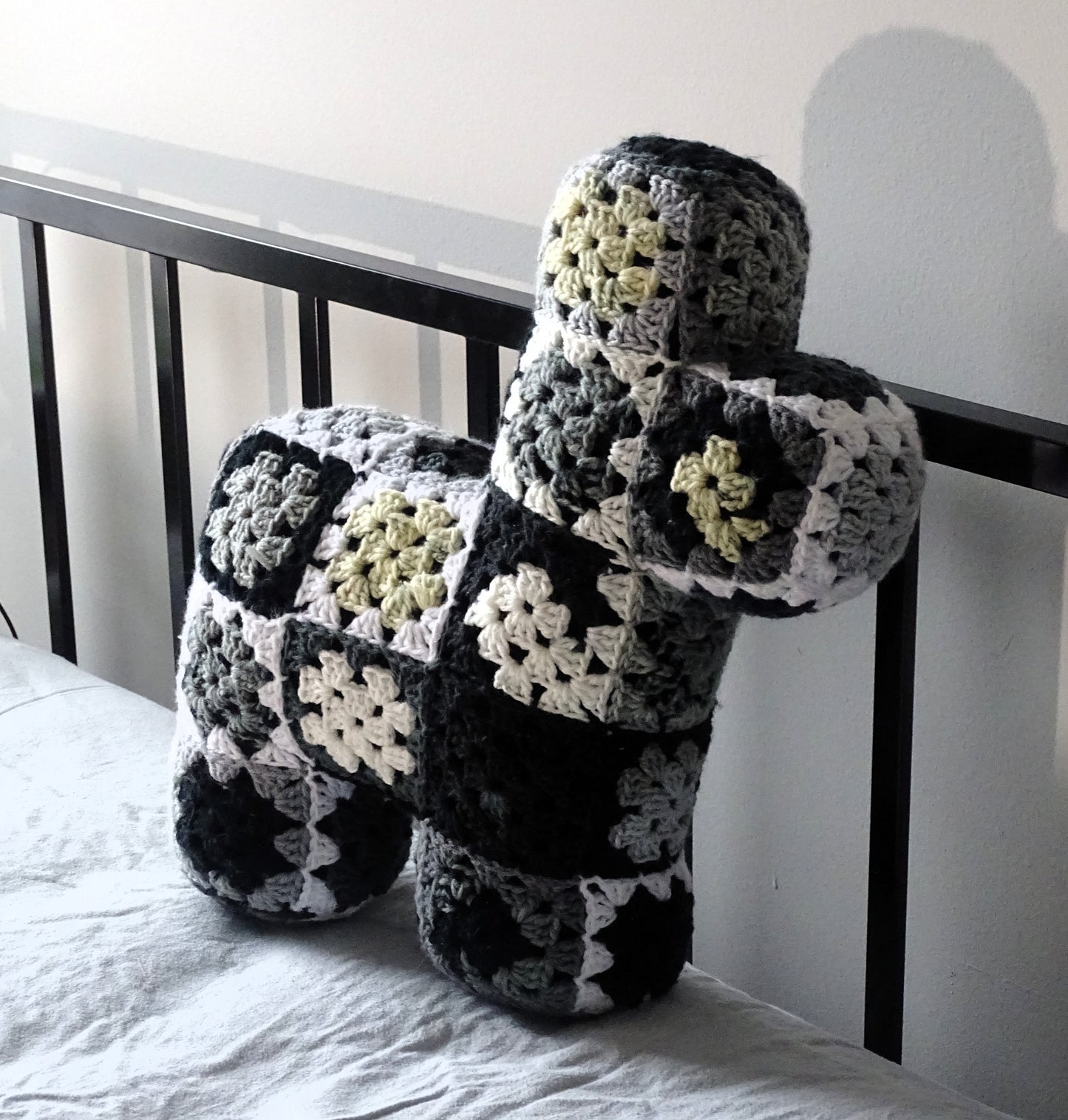 Newsprint Pattern Crocheted Llama