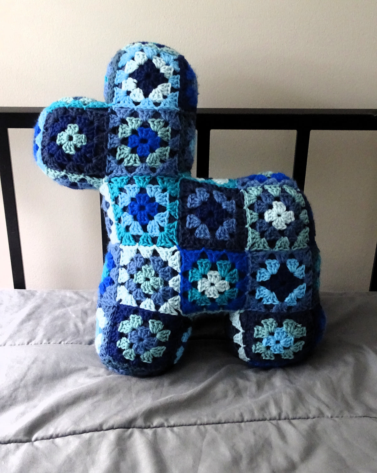 Mixed Blues Crocheted Llama