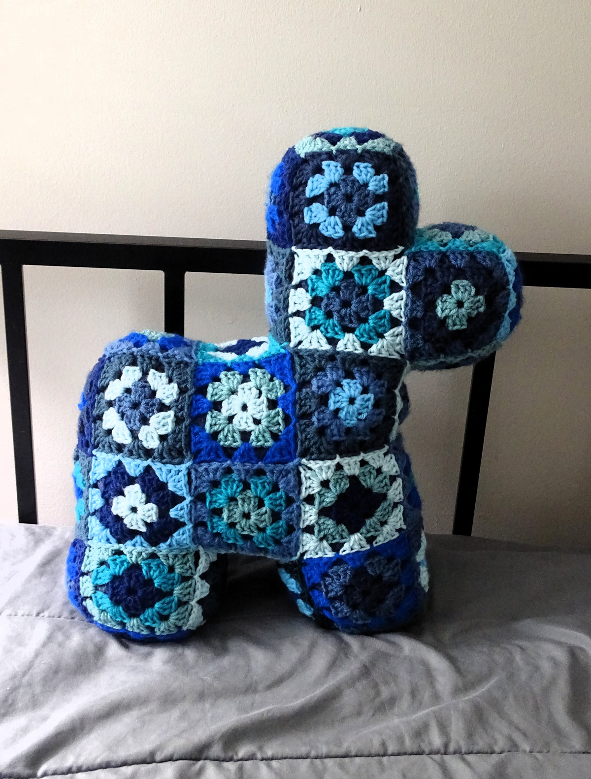 Mixed Blues Crocheted Llama