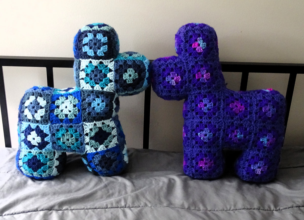 Mixed Blues Crocheted Llama