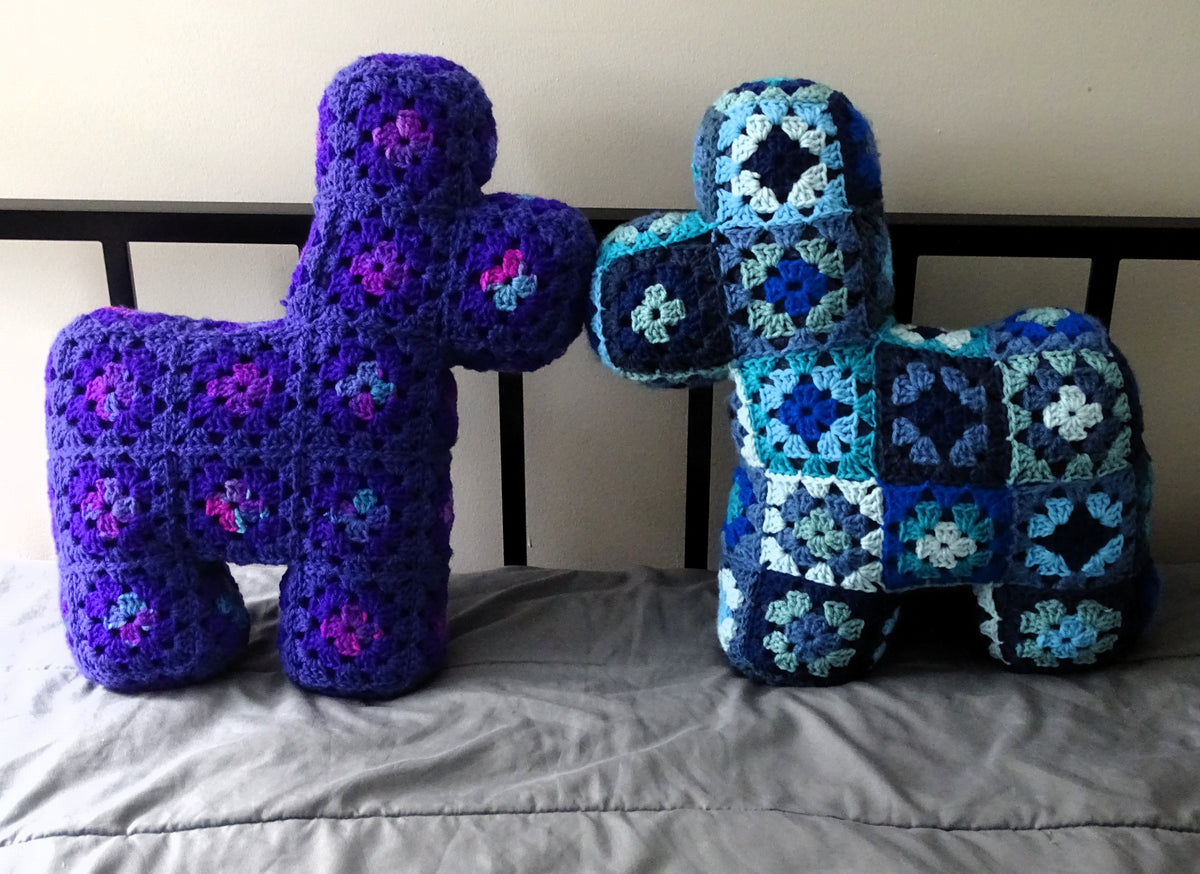 Mixed Blues Crocheted Llama