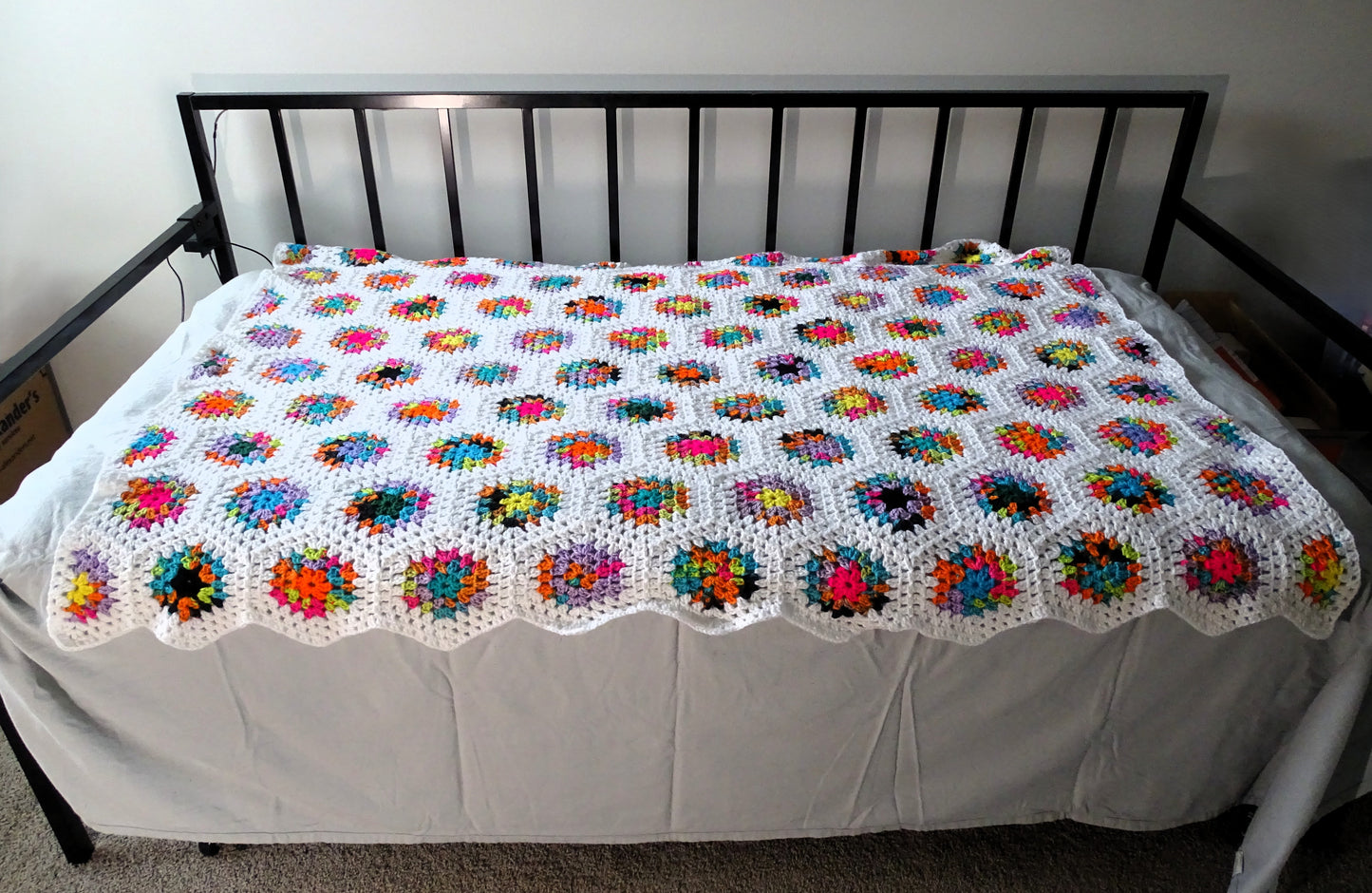 Bright Multicolor Hexagon Crocheted Blanket