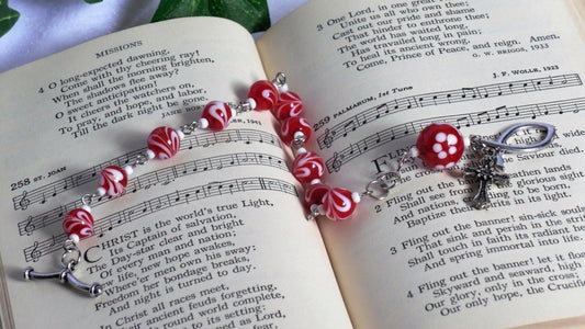 Red and White Rosary Bracelet