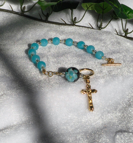 Flower Pater Rosary Bracelet