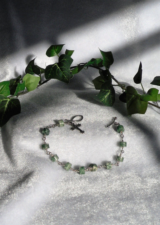 Moss Agate Rosary Bracelet