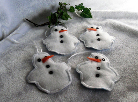 Flannel-backed Snowman Ornaments