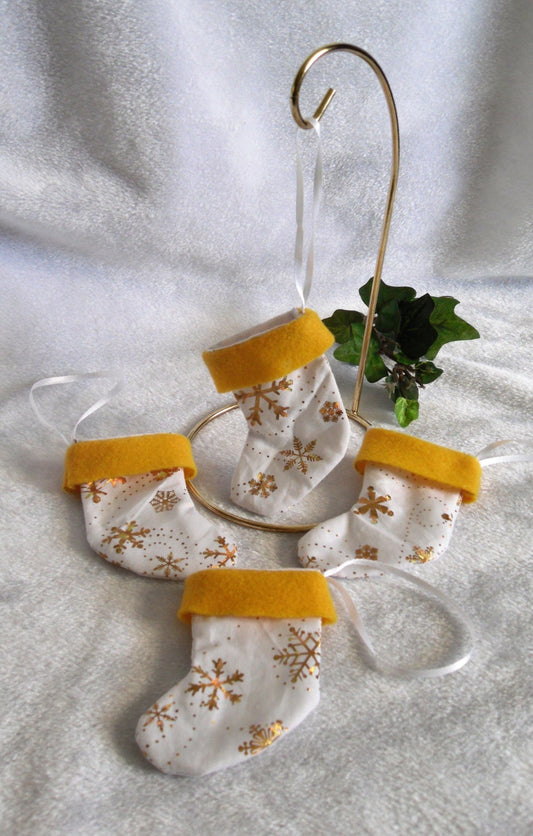 Gold Snowflake Stocking Ornaments